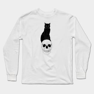 Halloween Design - Cat with Skull & Jaw Long Sleeve T-Shirt